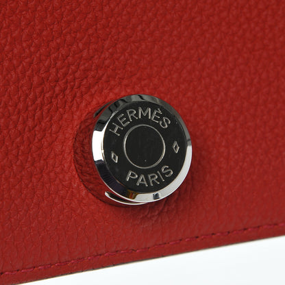 Hermes Togo Dogon Compact Shadow Wallet Rouge Pivoine 7 of 8