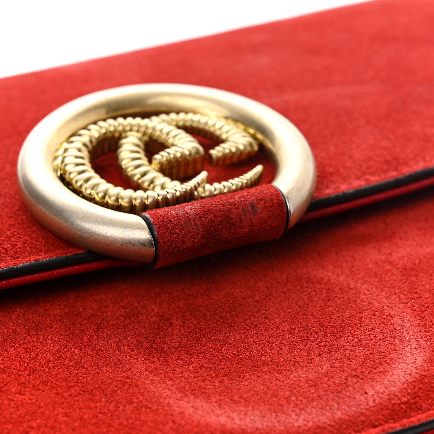 Gucci Suede Small Torchon GG Ring Shoulder Bag New Cherry Red 12 of 12