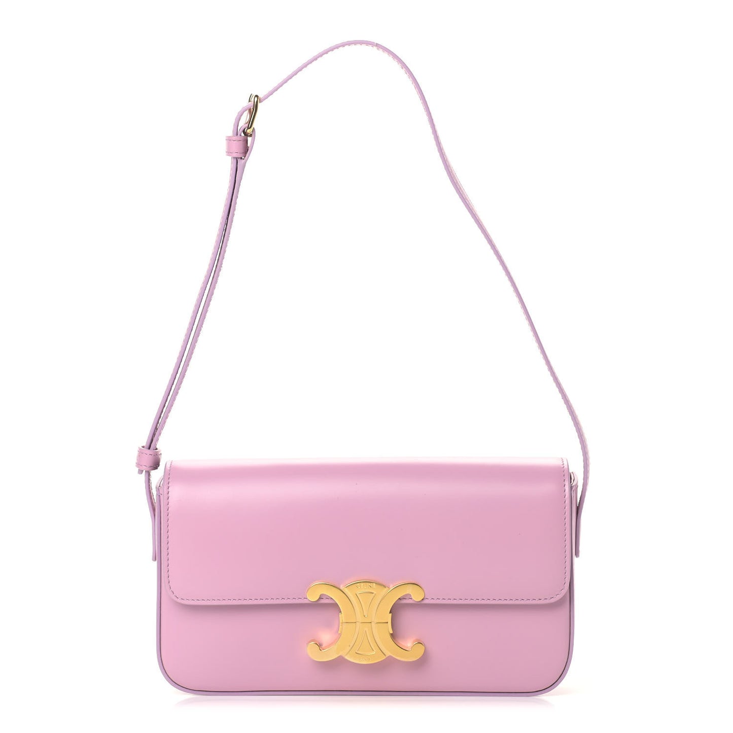 Shiny Calfskin Triomphe Shoulder Bag Rose Quartz