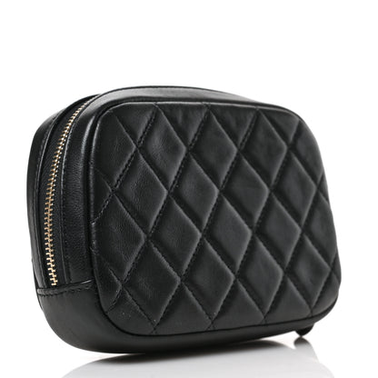 Chanel Lambskin Quilted Small Curvy Pouch Cosmetic Case Black 3 of 7