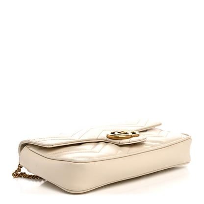 Gucci Calfskin Matelasse Mini GG Marmont Shoulder Bag With Card Holder White Black 5 of 12