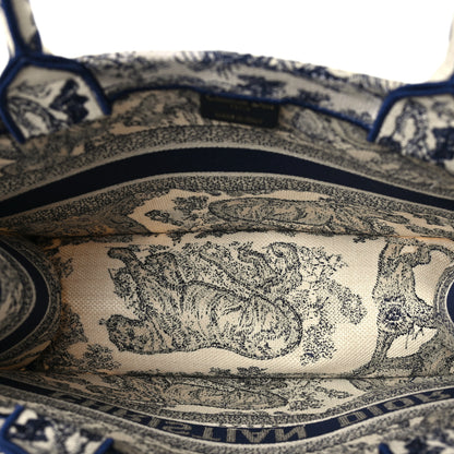 Christian Dior Canvas Embroidered Medium Dioriviera Toile De Jouy Book Tote Blue 5 of 11