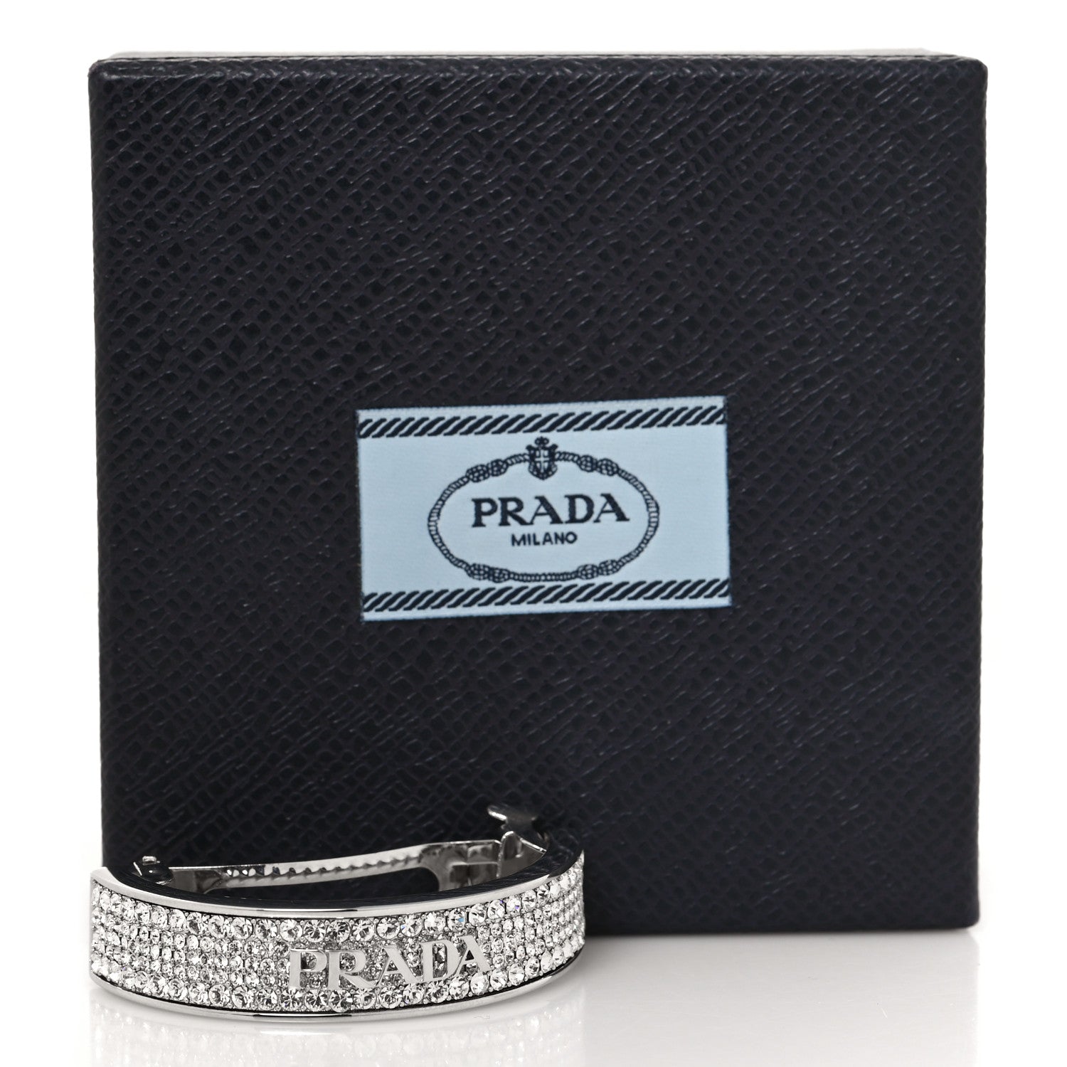 Prada Metal Crystal Hair Clip Silver 4 of 4