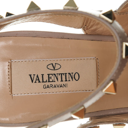 Valentino Garavani Metallic Pebbled Calfskin Rockstud Ankle Strap 100mm Pumps 39.5 Sasso Poudre 7 of 8