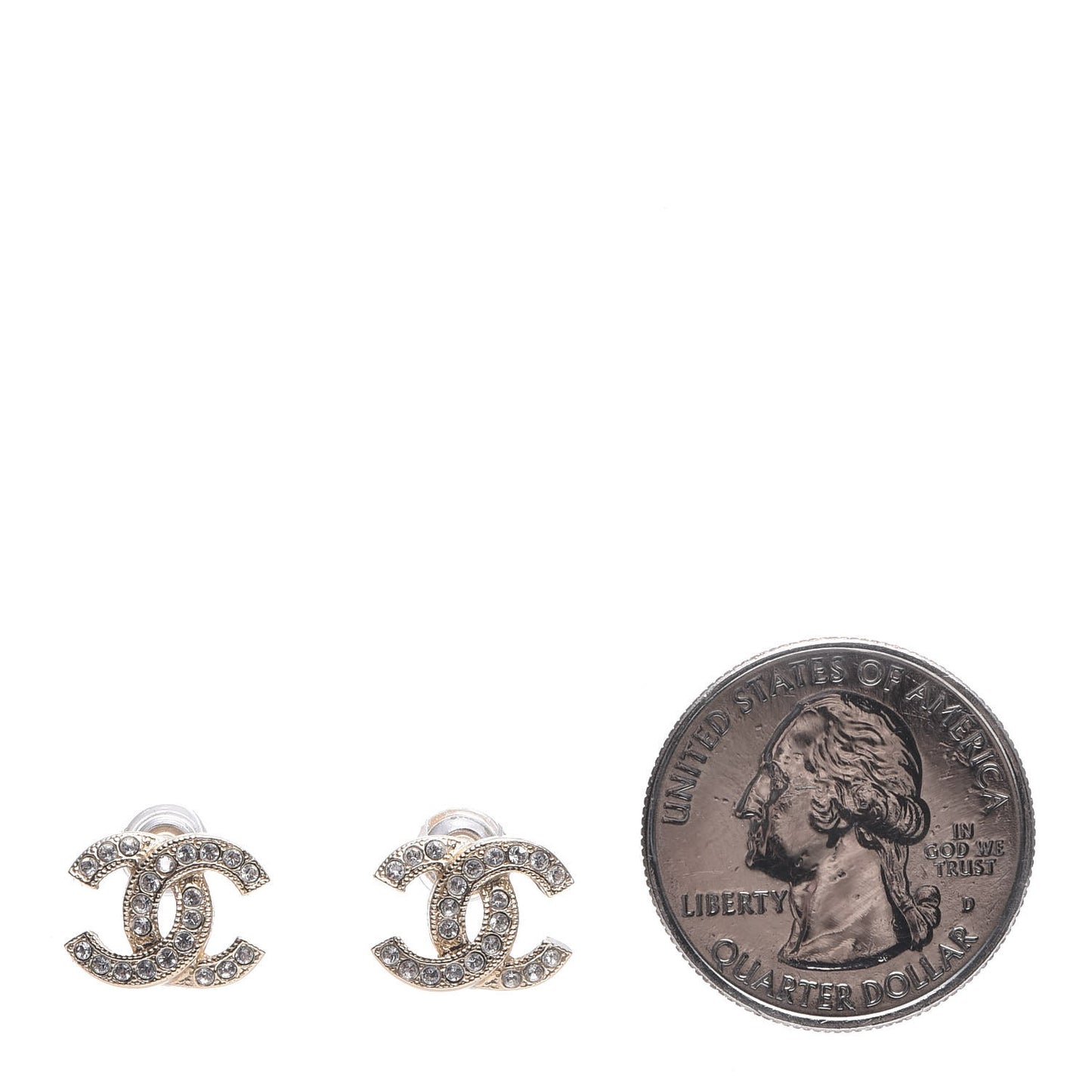 Crystal Mini CC Earrings Gold