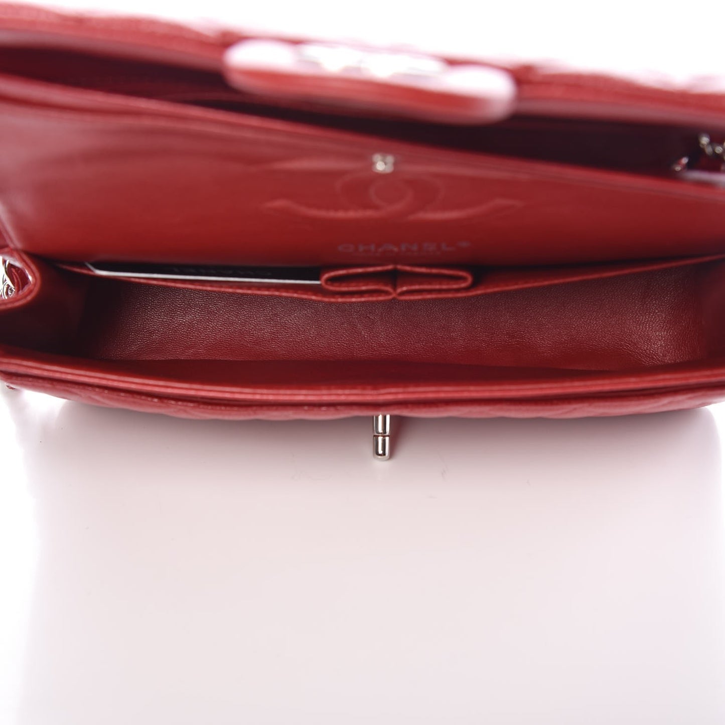 Caviar Quilted Medium Double Flap Red