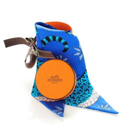 Hermes Silk Les Leopards Twilly Bleu Royal Turquoise Ciel 6 of 6