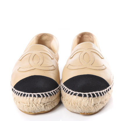 Chanel Lambskin CC Espadrilles 36 Beige Black 3 of 8