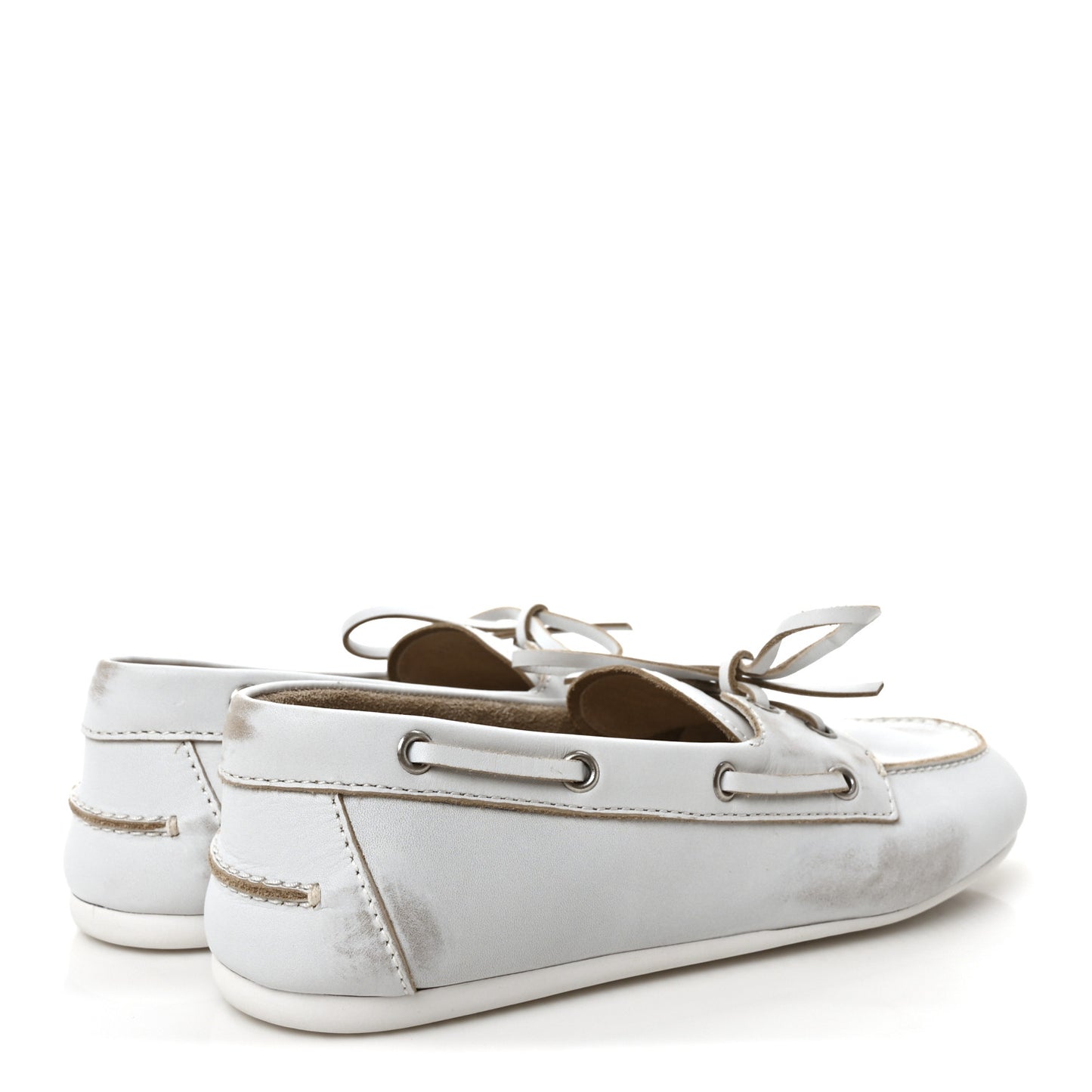 Vitello Deco Boat Loafers 39.5 White