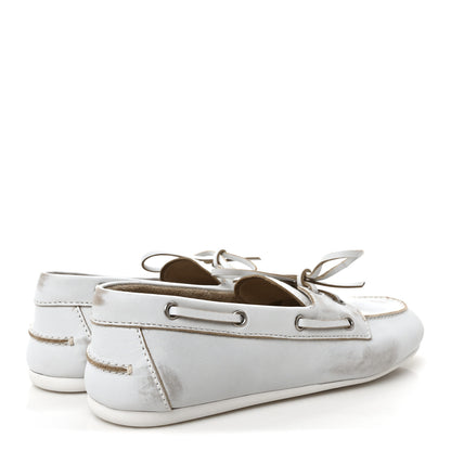 Miu Miu Vitello Deco Boat Loafers 39.5 White 5 of 9