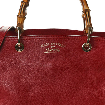 Gucci Pebbled Calfskin Medium Bamboo Shopper Tote Red 8 of 10
