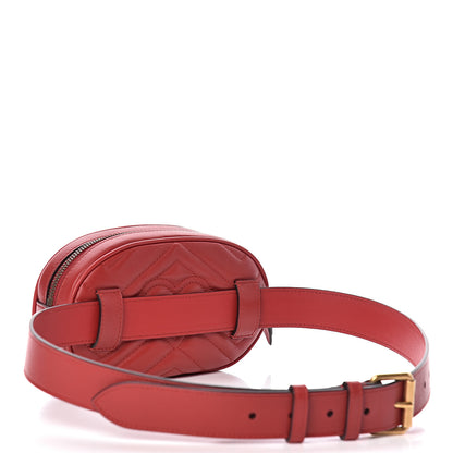 Gucci Calfskin Matelasse GG Marmont Belt Bag 85 34 Hibiscus Red 3 of 12
