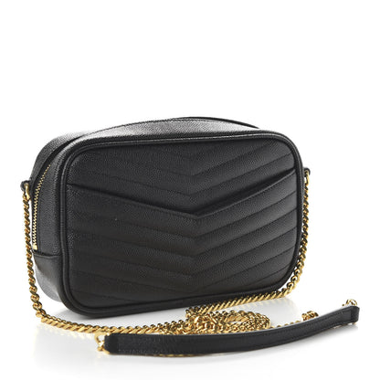 Saint Laurent Grain De Poudre Matelasse Monogram Mini Lou Camera Bag Black 3 of 10