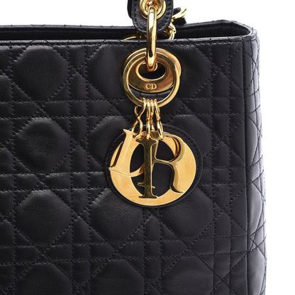 Christian Dior Lambskin Cannage Medium Lady Dior Black 9 of 10