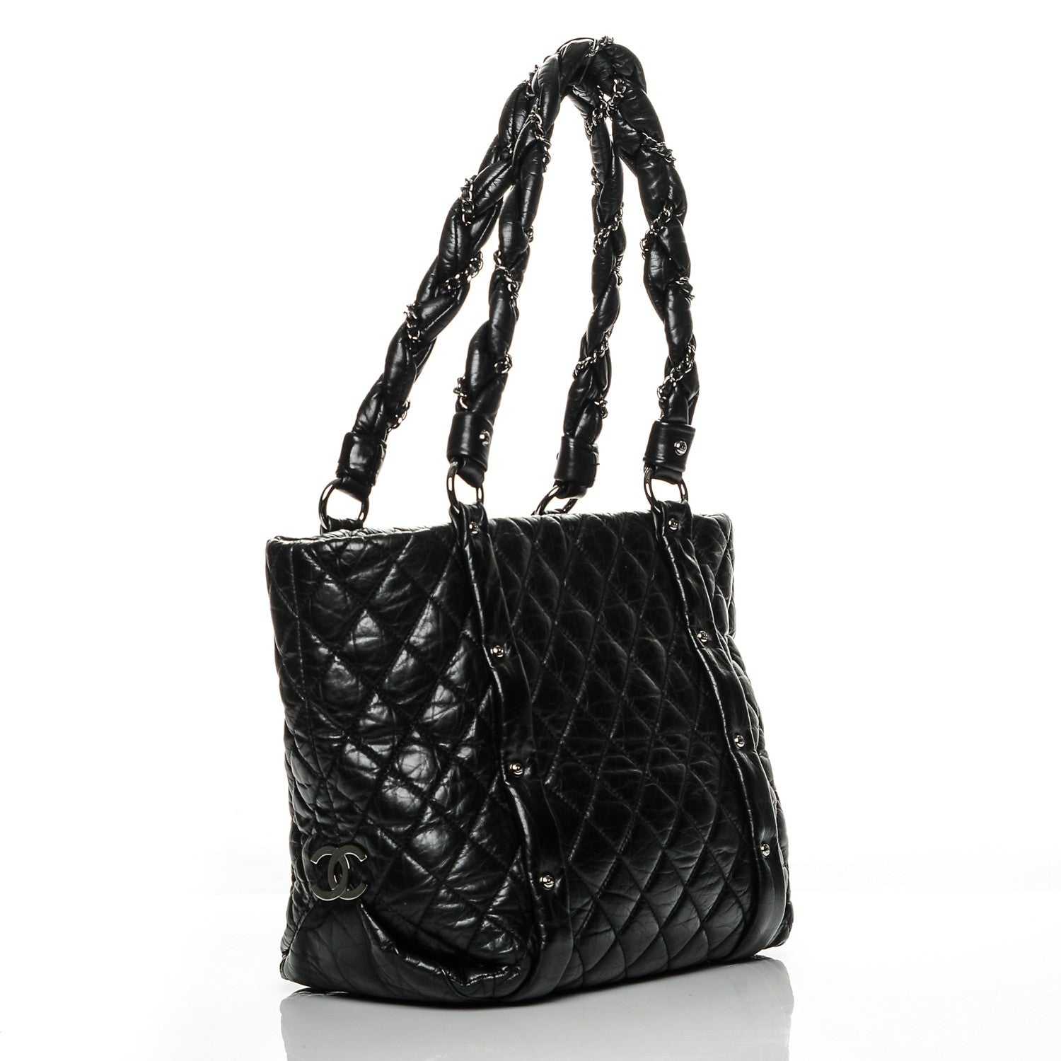 Chanel Distressed Lambskin Vintage Ligne Lady Braid Tote Black 3 of 7