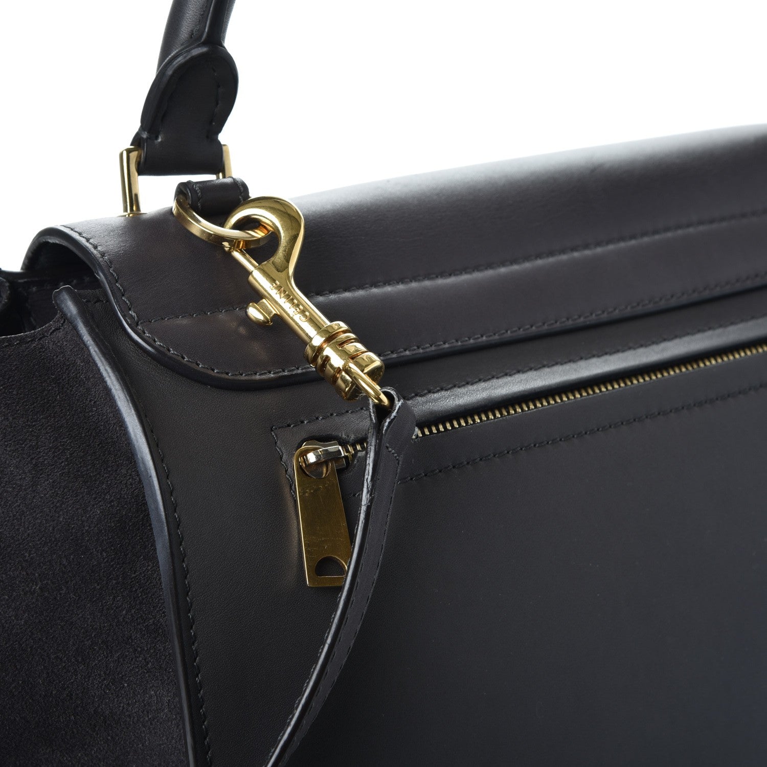 Celine Smooth Calfskin Suede Medium Trapeze Grey 10 of 11