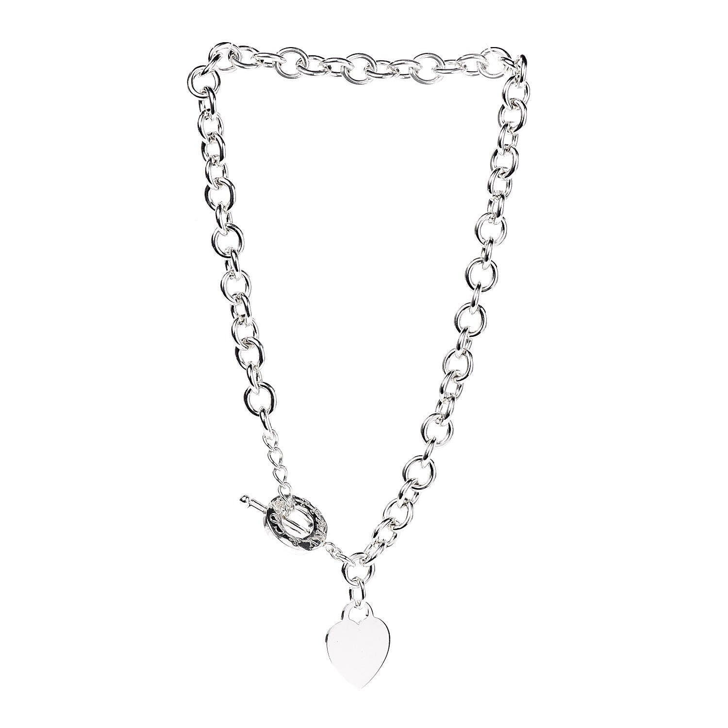 Tiffany Sterling Silver Heart Tag Toggle Necklace 3 of 5