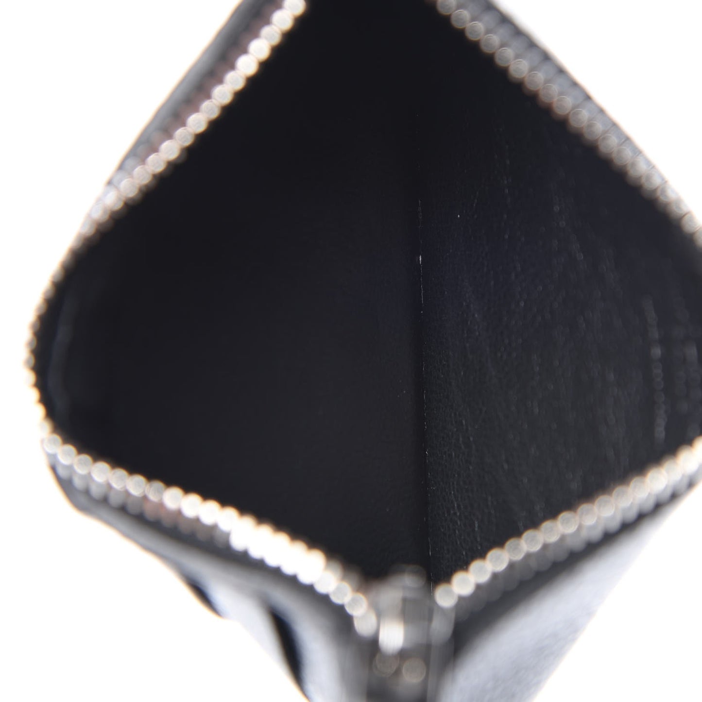 Grained Calfskin 5 Fragments Zip Pouch Card Holder Black