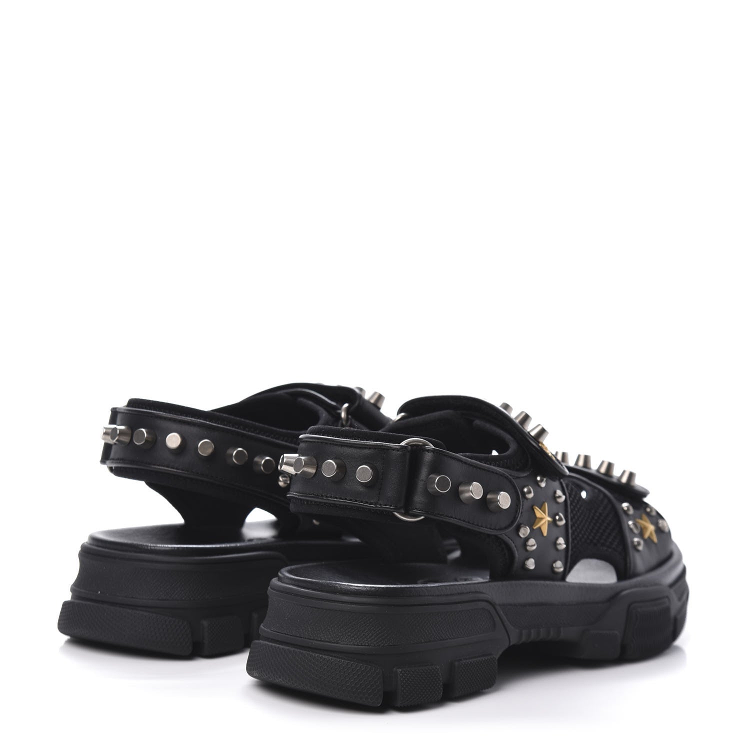 Gucci Nappa Mesh Studded Mens Aguru Sandals 6 Black 4 of 9