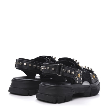 Gucci Nappa Mesh Studded Mens Aguru Sandals 6 Black 4 of 9