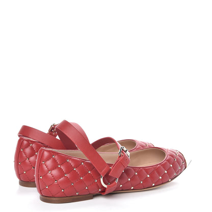 Valentino Garavani Lambskin Rockstud Spike Captoe Ballerina Flats 39 Rosso Gold 4 of 8