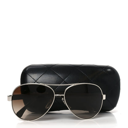 Chanel Lambskin Quilted CC Aviator Sunglasses 4195-Q-A Brown 7 of 7