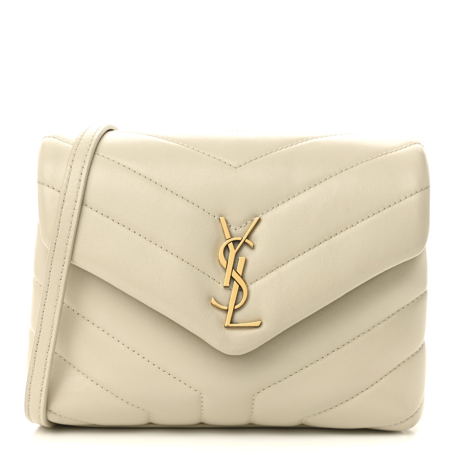 Saint Laurent Calfskin Y Quilted Monogram Toy Loulou Crossbody Bag Crema Soft 1 of 10