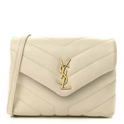 Saint Laurent Calfskin Y Quilted Monogram Toy Loulou Crossbody Bag Crema Soft 1 of 10