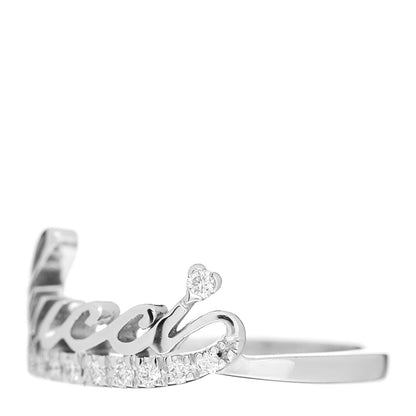 Gucci 18K White Gold Diamond Logo Script Ring 51 5.75 3 of 5