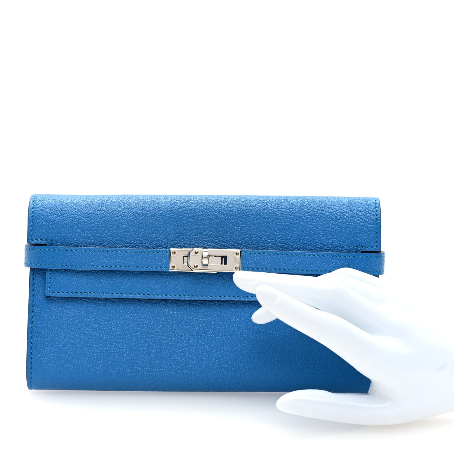 Hermes Chevre Mysore Kelly Longue Wallet Bleu Zanzibar 2 of 8