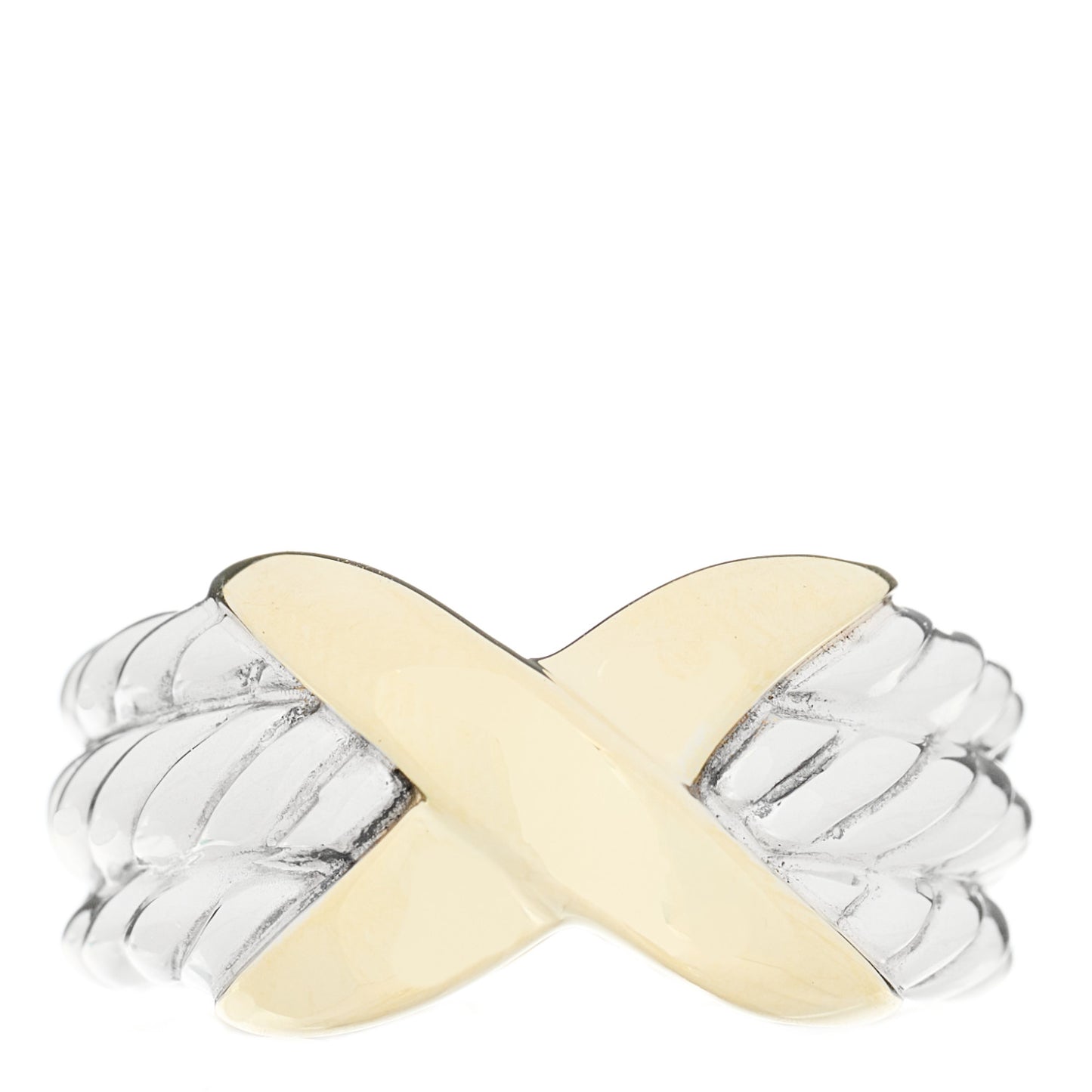 Sterling Silver 14K Yellow Gold X Triple Row Ring 54 6.75
