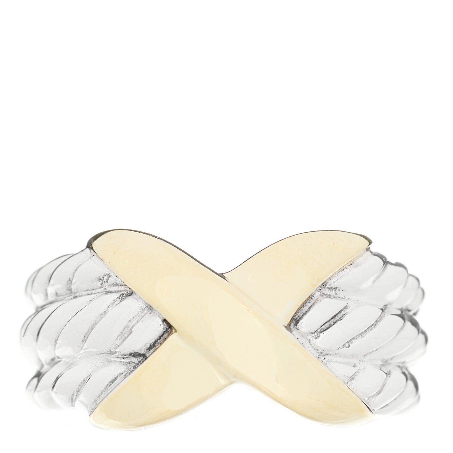 David Yurman Sterling Silver 14K Yellow Gold X Triple Row Ring 54 6.75 1 of 4
