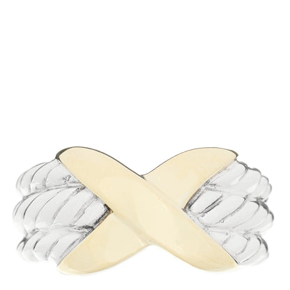 David Yurman Sterling Silver 14K Yellow Gold X Triple Row Ring 54 6.75 1 of 4