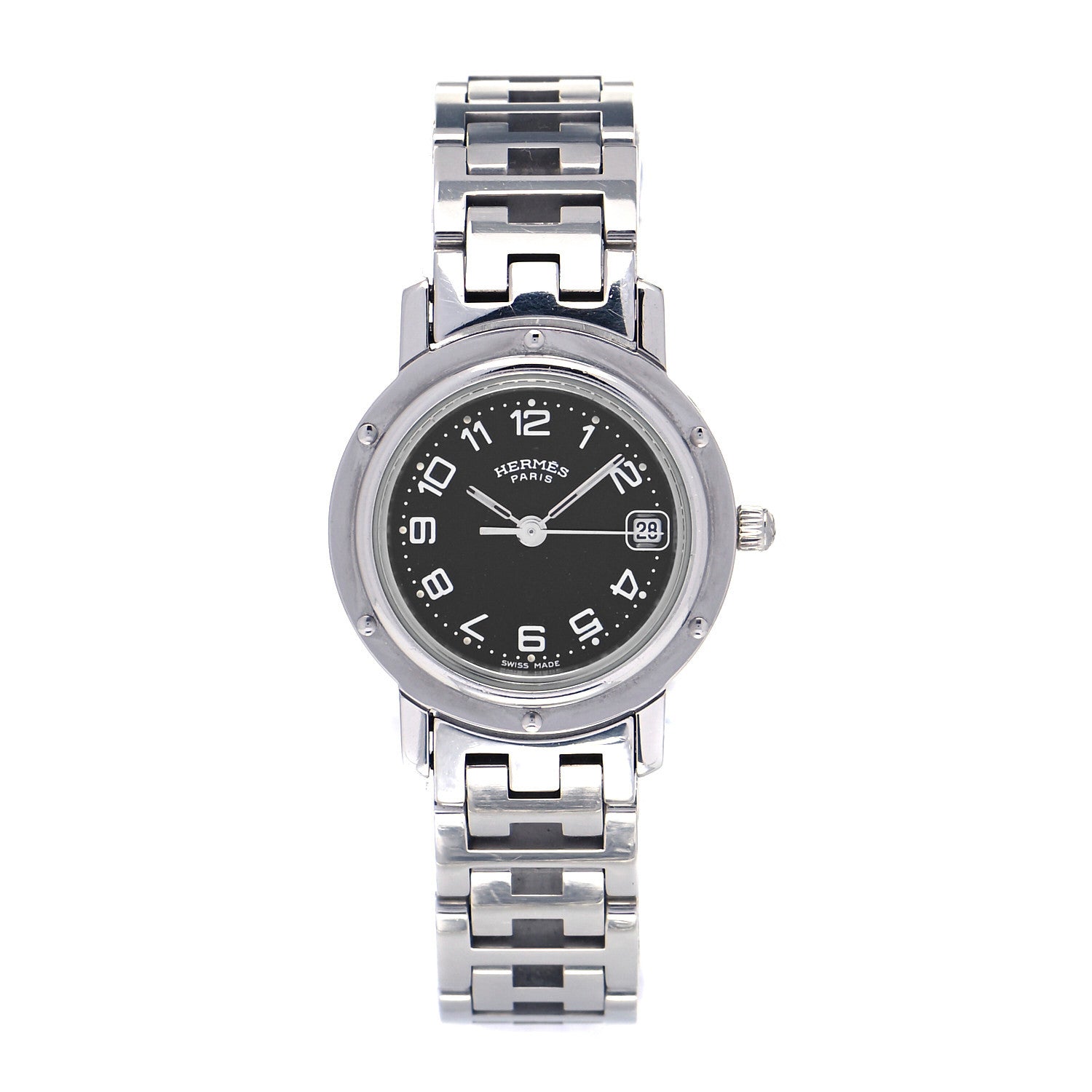 Hermes Stainless Steel 24mm Clipper Quartz Watch Black 1 of 5