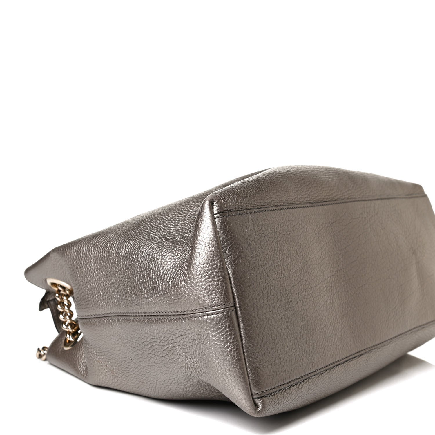 Gucci Metallic Pebbled Calfskin Medium Soho Chain Shoulder Bag Golden Beige 9 of 16
