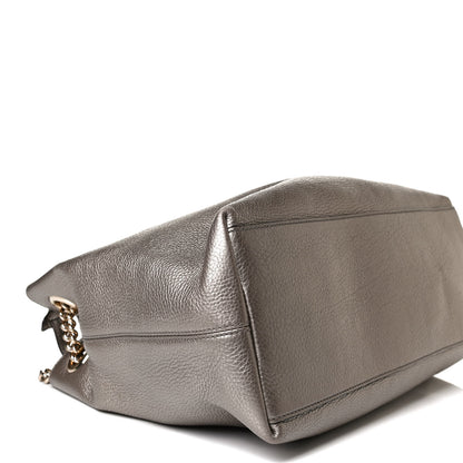 Gucci Metallic Pebbled Calfskin Medium Soho Chain Shoulder Bag Golden Beige 9 of 16