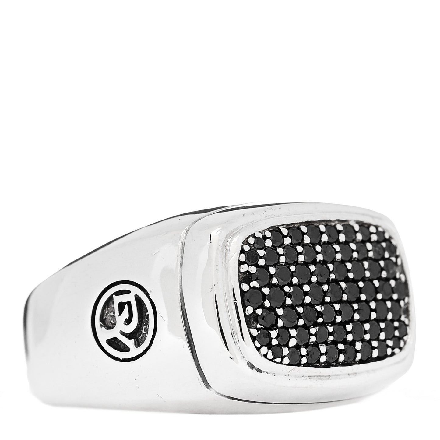 Sterling Silver Black Diamond Signet Ring 62 10