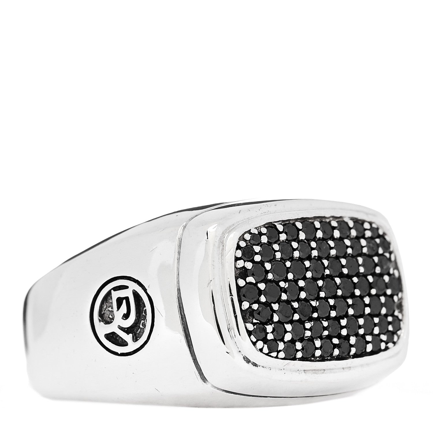 David Yurman Sterling Silver Black Diamond Signet Ring 62 10 3 of 5