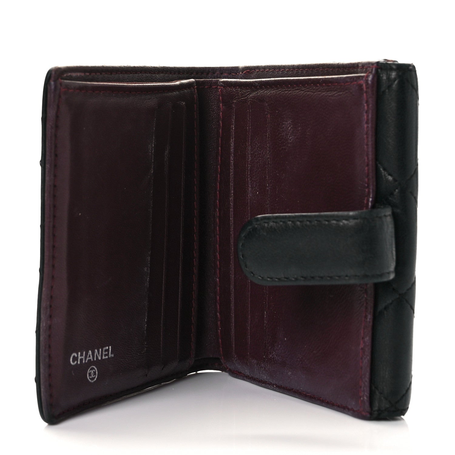Chanel Lambskin Quilted Compact French Flap Wallet Black 7 of 10