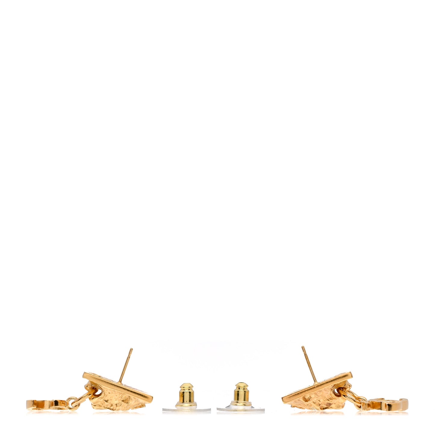 Metal CC Lion Earrings Gold