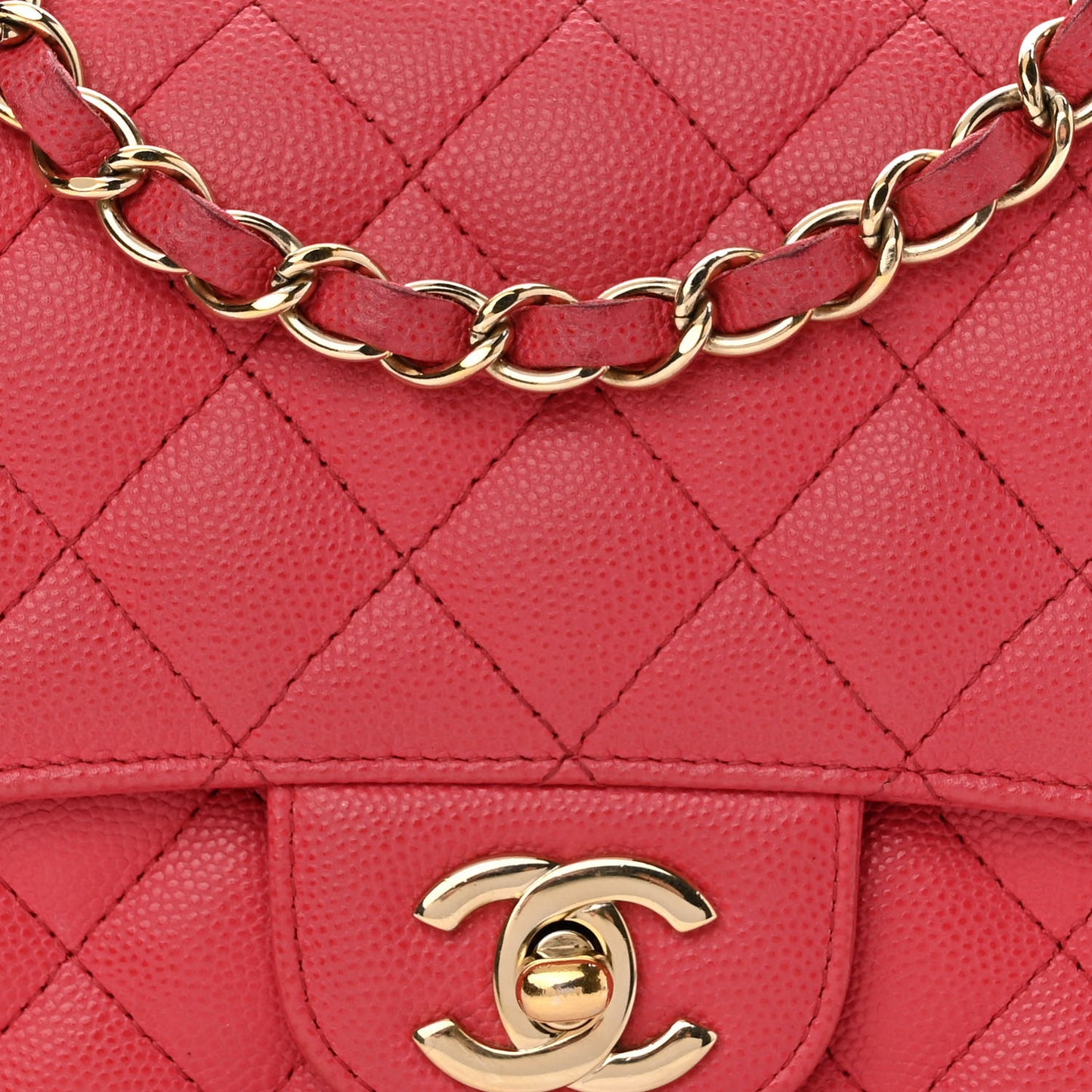 Caviar Quilted Mini Square Flap Pink