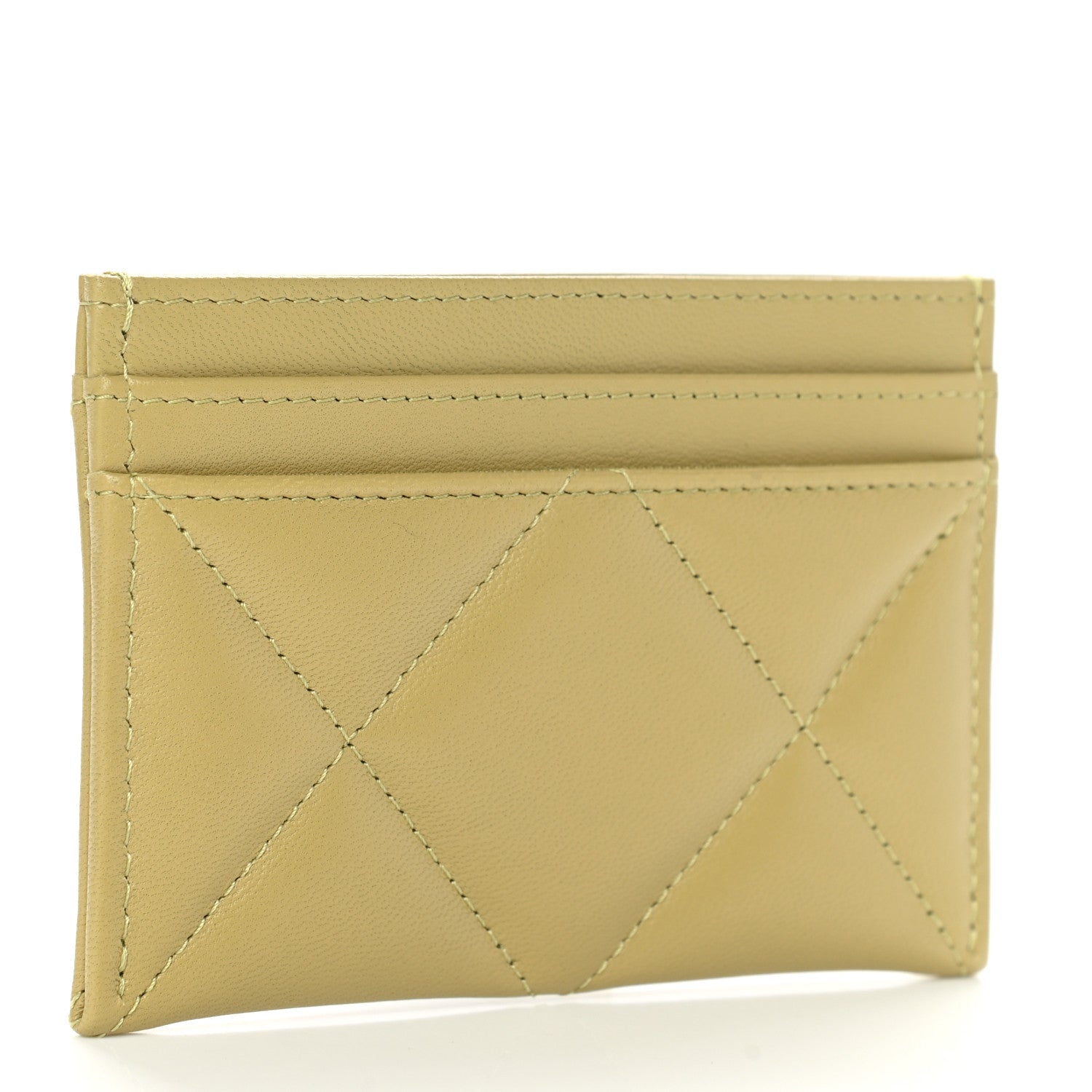 Chanel Lambskin Quilted Chanel 19 Card Holder Light Green 2 of 8