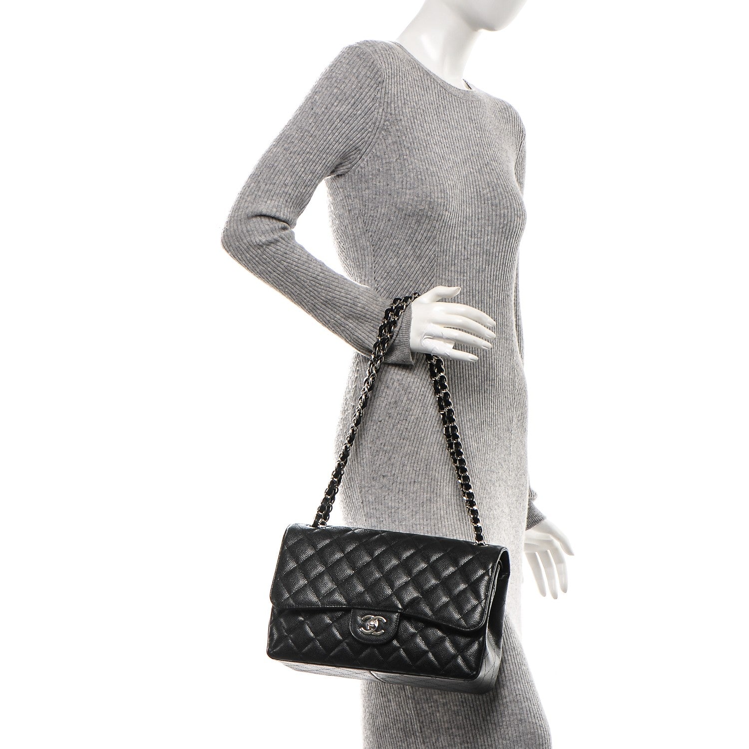 Chanel Caviar Quilted Jumbo Double Flap Black 2 of 9