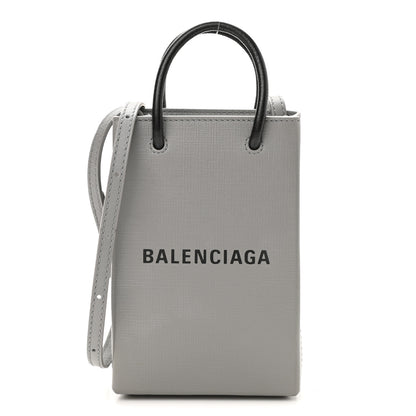 Balenciaga Squared Calfskin Logo Shopping Phone Holder Bag Balenciaga Grey 1 of 7