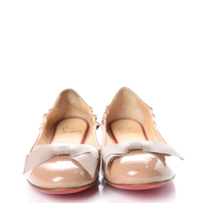 Christian Louboutin Patent Gloriana Bow Flats 35 Nude 2 of 9