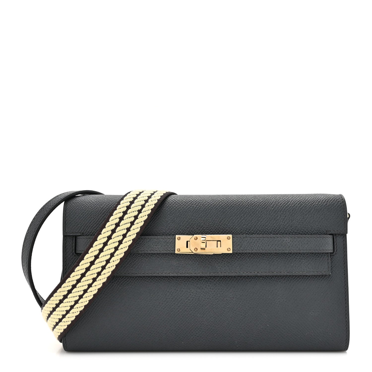 Hermes Epsom Kelly Wallet To Go Cordage Gris Misty Prunoir Jaune Milton 1 of 12