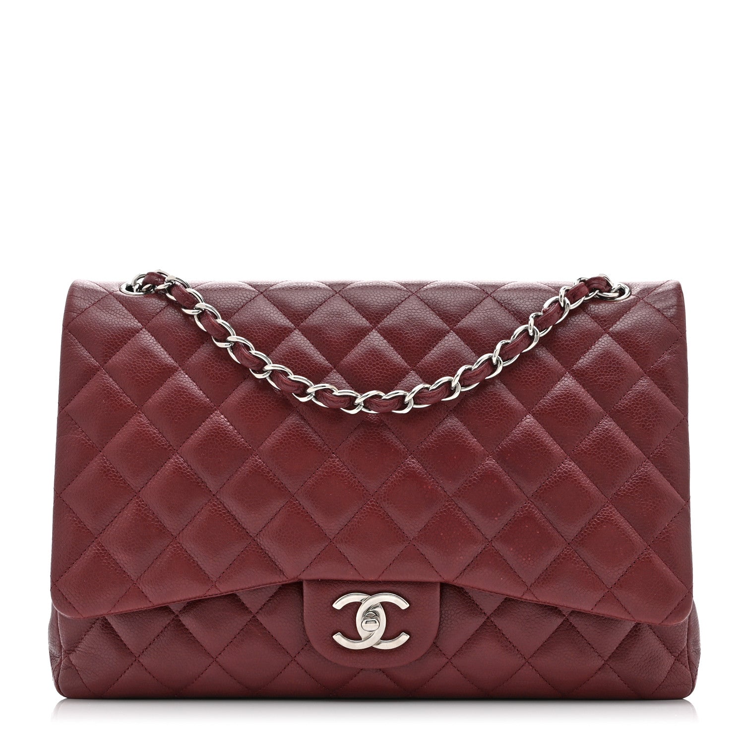 Chanel Caviar Quilted Maxi Double Flap Dark Red 1 of 10