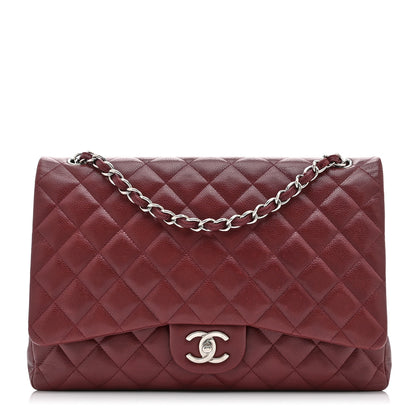 Chanel Caviar Quilted Maxi Double Flap Dark Red 1 of 10