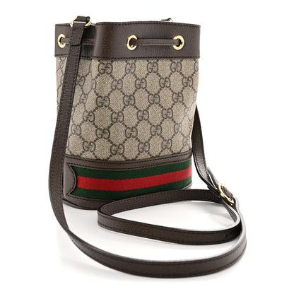 Gucci GG Supreme Monogram Web Mini Ophidia Bucket Bag Brown 3 of 10