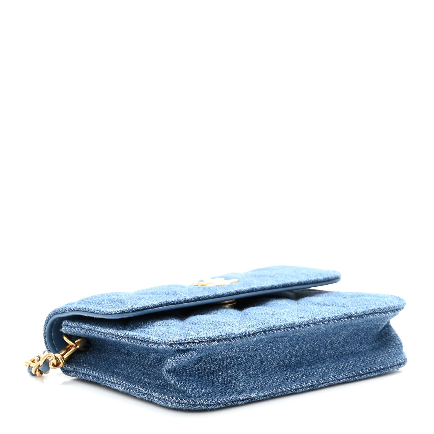 Chanel Denim Quilted CC Pearl Crush Clutch With Chain Blue 4 of 11